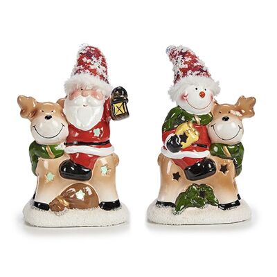 Pack de 2 figuras Papá Noel y muñeco de nieve.