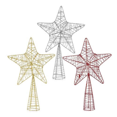 Estrella árbol de navidad con base de alambre. Color aleatorio.