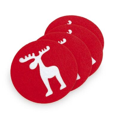 MANDI Set of 4 coasters in soft and resistant felt reindeer design