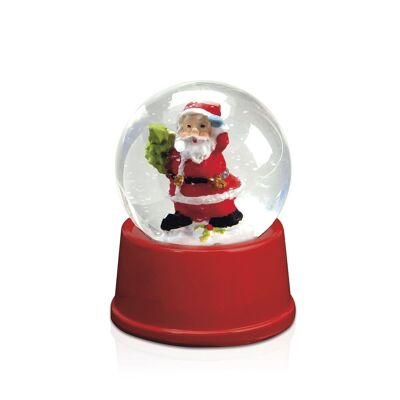 Boule de Noël SASKY avec liquide à l'intérieur avec motif Père Noël enneigé