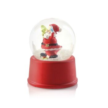 Boule de Noël SASKY avec liquide à l'intérieur avec motif Père Noël enneigé 4
