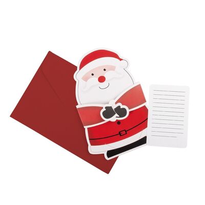 POXTAL Pack 10 Stück Brief für Weihnachtsgeschenke mit rotem Umschlag mit Weihnachtsmann-Design