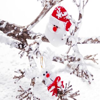 Lot de 2 décorations de Noël Père Noël et renne avec noeud papillon. 2