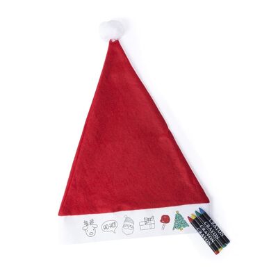 RUPLER Santa hat for children. Front strip to decorate, includes 5 crayons.