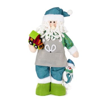 Figurine Père Noël avec train et bonhomme de neige, 50cm. 1