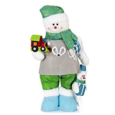 Snowman figure with train and mini snowman, 50cm.