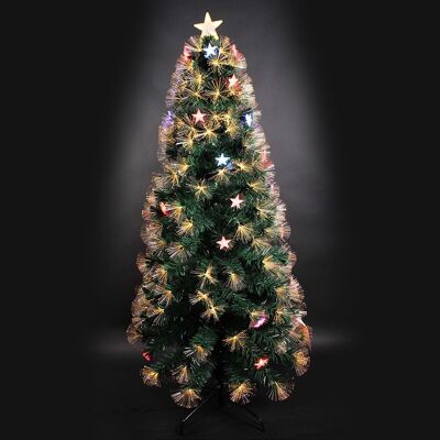 ALBERO IN FIBRA OTTICA CON STELLA CON LUCE 180CM VERDE