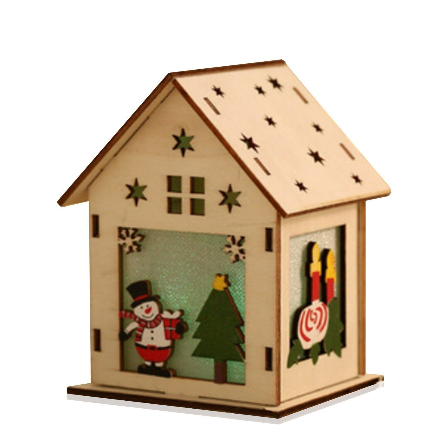 Pendentif de maison led bonhomme de neige.