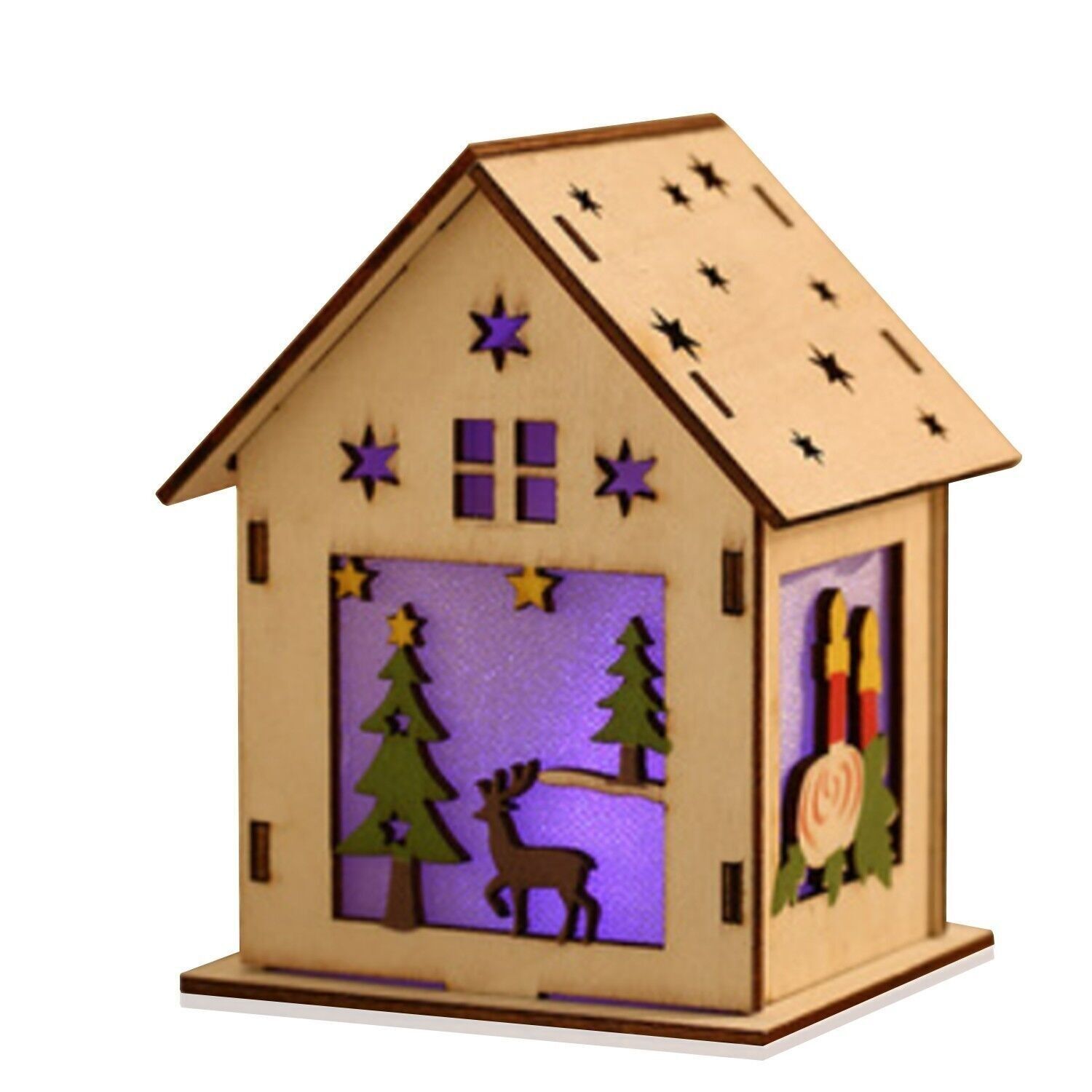 Pendentif maison led renne de la forêt