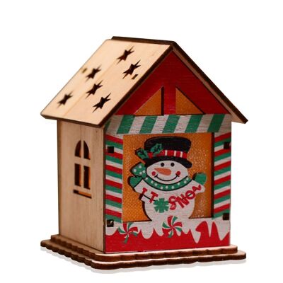 Pendant 3 wooden house doll and snow