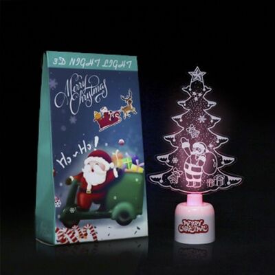 Lampada a LED di Natale in acrilico. Disegno dell'albero di Natale 15 cm. Con la musica di Natale.