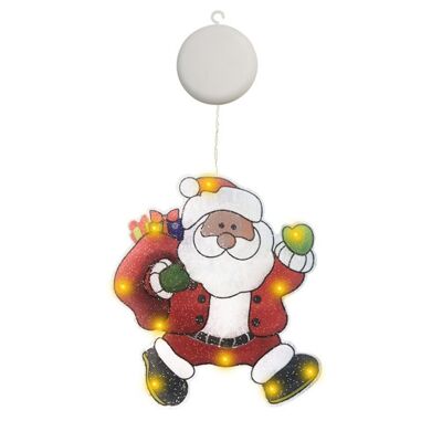 Crystal adhesive Christmas decoration with Santa Claus LED lights