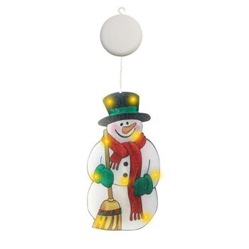 Décoration de Noël adhésive en cristal avec lumières LED bonhomme de neige 1