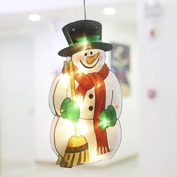 Décoration de Noël adhésive en cristal avec lumières LED bonhomme de neige 2