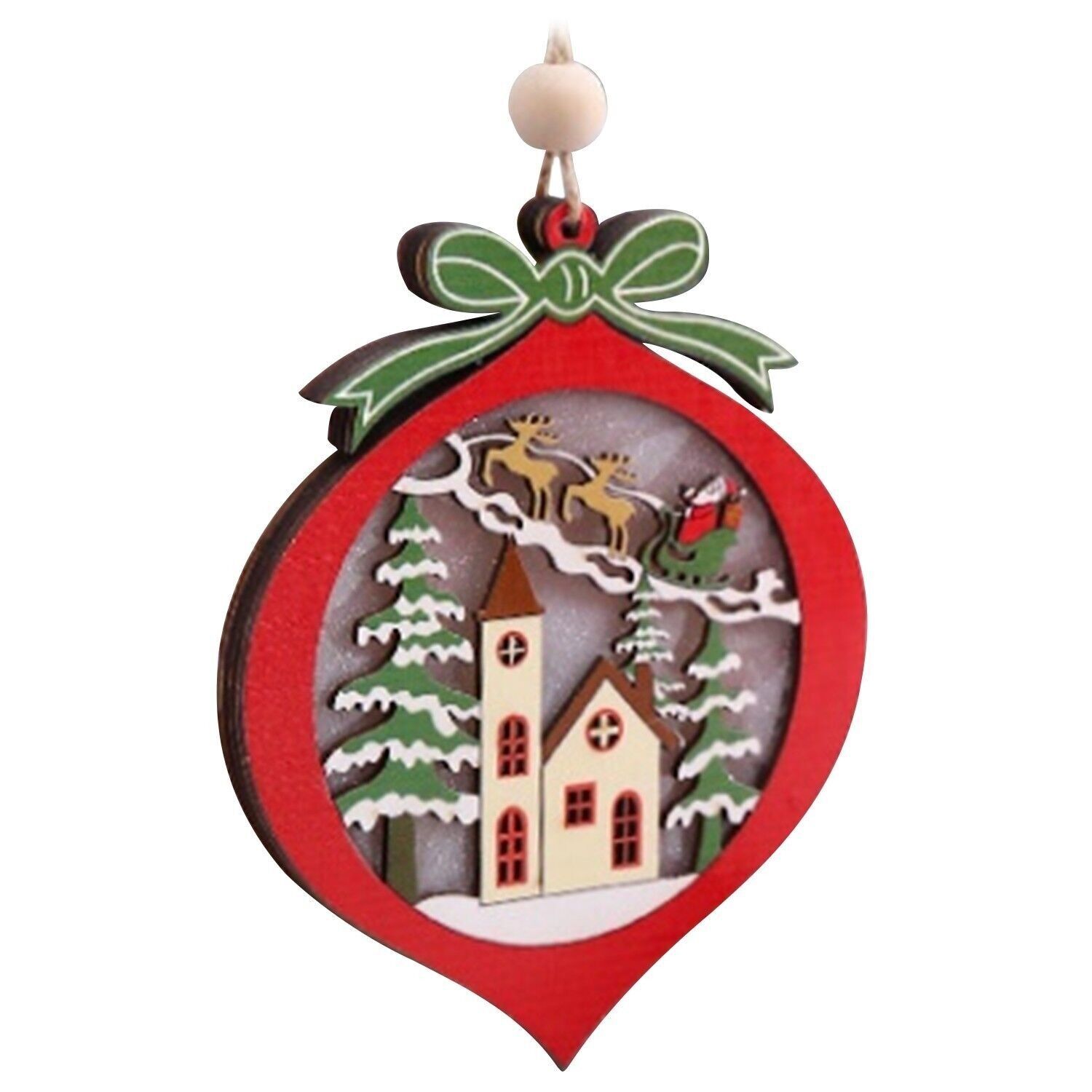 Holzanhänger Weihnachtsdeko beleuchtet LED-Landschaft Berg