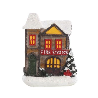 LED illuminated house decorated CHRISTMAS Fire station