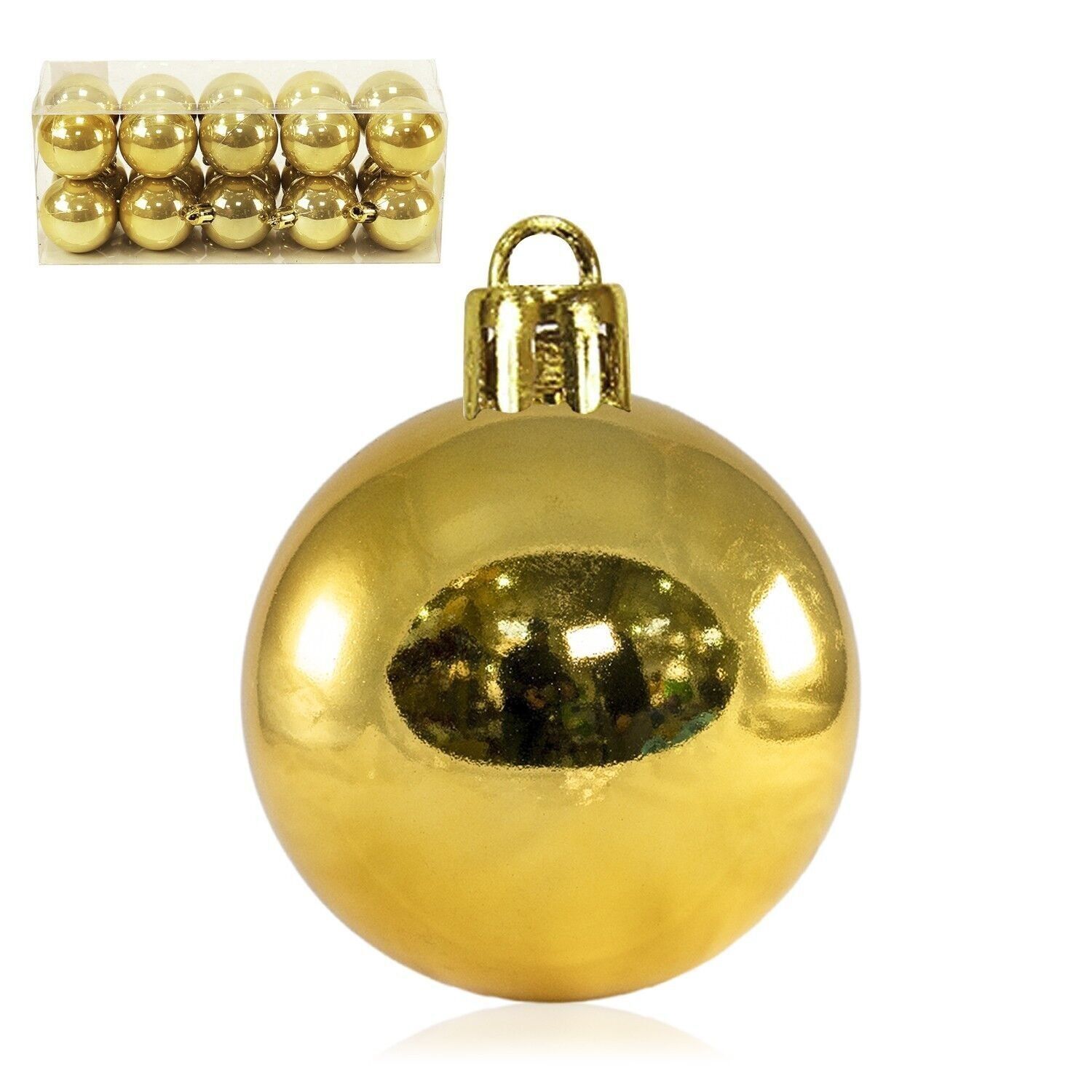 Confezione da 20 ciondoli a sfera di 4 cm di diametro con finitura lucida.