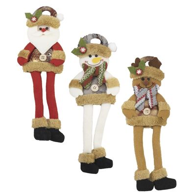 Pack of 3 fabric pendants Santa Claus, snowman and reindeer.