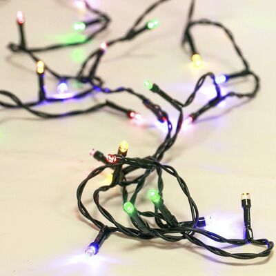 Multi-color lights micro 50 LED waterproof battery, green cable. For outdoor 5.4 meters.