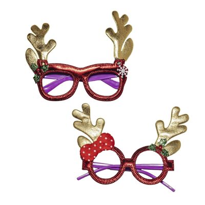 Christmas glasses with reindeer antlers. 2 random models.