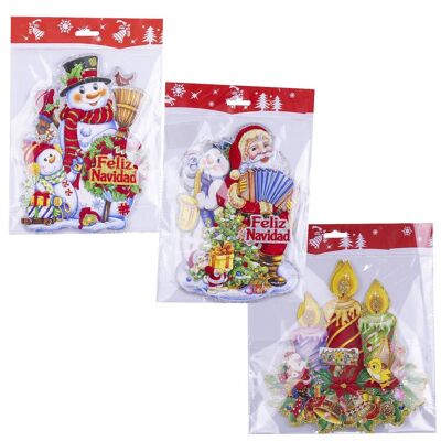 Pack of 3 Christmas decoration units with 3D effect, glitter and soft felt.