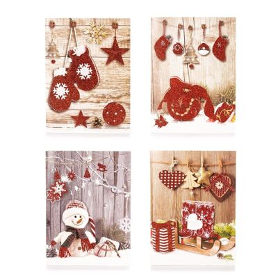 Pack of 2 musical Christmas greeting cards with envelope and LED light
