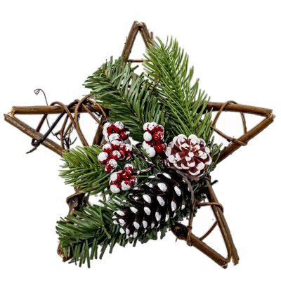 Christmas star decoration with pinecones.