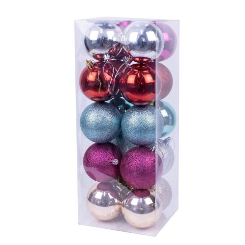 Bolas decorativas de navidad, 7cm. Set de 20 en colores y texturas variadas.