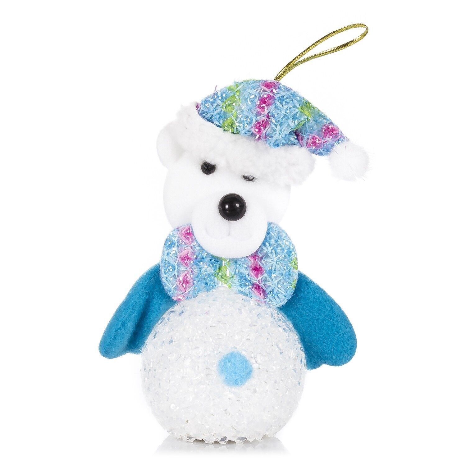 Ciondolo albero di Natale con illuminazione LED a forma di orso polare.