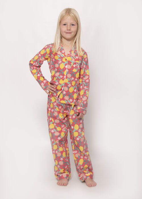 Lemon Grove Girls Button-Up Pyjamas in Organic Cotton