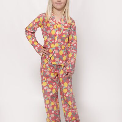 Lemon Grove Girls Button-Up Pyjamas aus Bio-Baumwolle