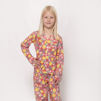 Pijama con botones para niñas Lemon Grove de algodón orgánico