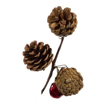 Corsage décoratif de Noël, 3 ananas avec cloche.