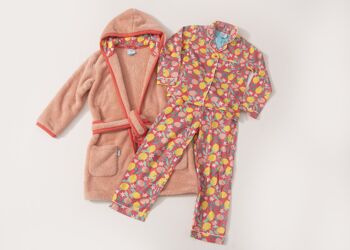 Ensemble-cadeau de luxe avec robe de chambre et pyjama boutonné pour filles Lemon Grove 2