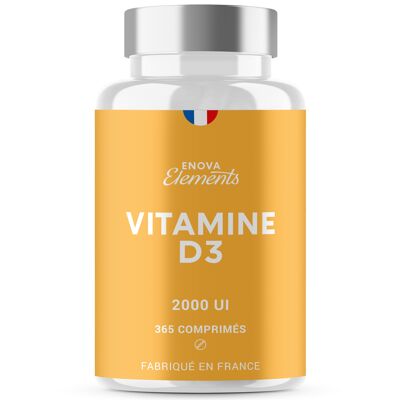 VITAMIN D3 2000 IE – 1 Jahresvorrat 365 Tabletten – Immunität, Gelenke, Knochen – Hergestellt in Frankreich