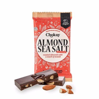 Dark chocolate bar with almonds and salt