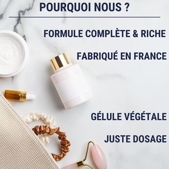 FORMULE BEAUTÉ | Complement Alimentaire Cheveux Peau & Ongles | Collagene Marin, Acide Hyaluronique, Biotine, Zinc, Selenium | 60 Gelules | Fabrique En France 3