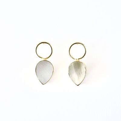 Pendientes mujer dorados con concha Mop. Bisutería de. Joyas.