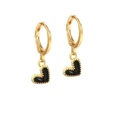 Gold earrings little heart black