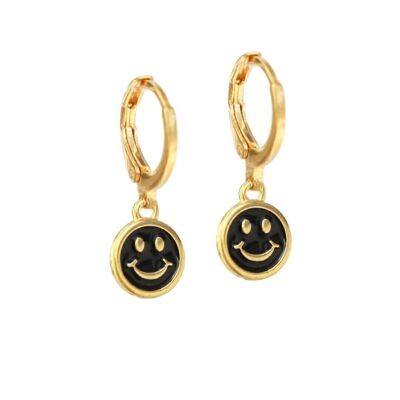 Goldene Ohrringe mit schwarzem Smiley