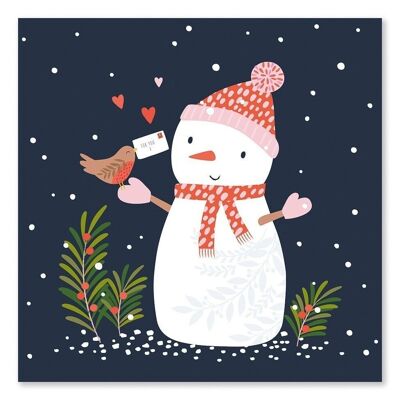 Snowman and Robin Christmas Card