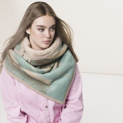 Linge Stolt scarf, aqua beige wool. scarf ladies winter