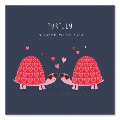 Linda tarjeta de San Valentín con pareja de tortugas