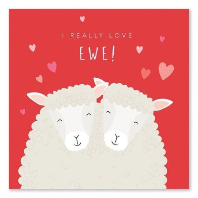 Linda tarjeta de San Valentín con pareja de ovejas