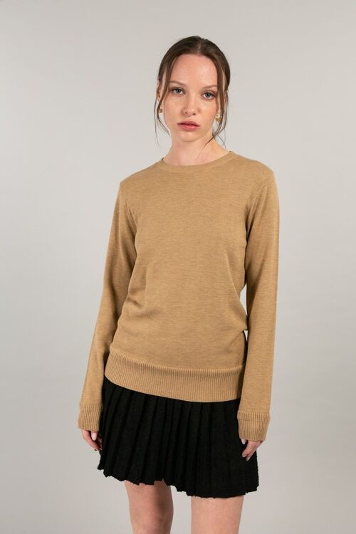 PAIGE - Pull col rond BEIGE