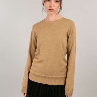 PAIGE - Pull col rond BEIGE