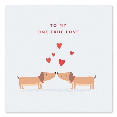 Tarjeta del día de San Valentín con un lindo perro de My One True Love
