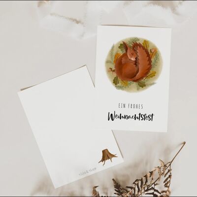 Christmas card - hibernating squirrel