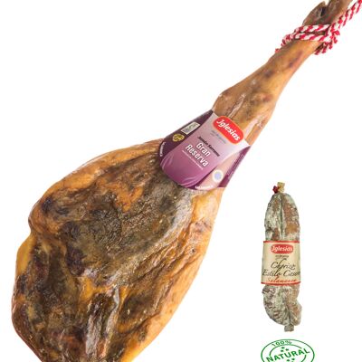 Gran Reserva Serrano Ham + 14 Months of Curing + Homemade Chorizo without Additives 400g Gift