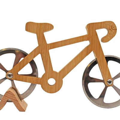 Cortador de pizza de bicicleta de madera